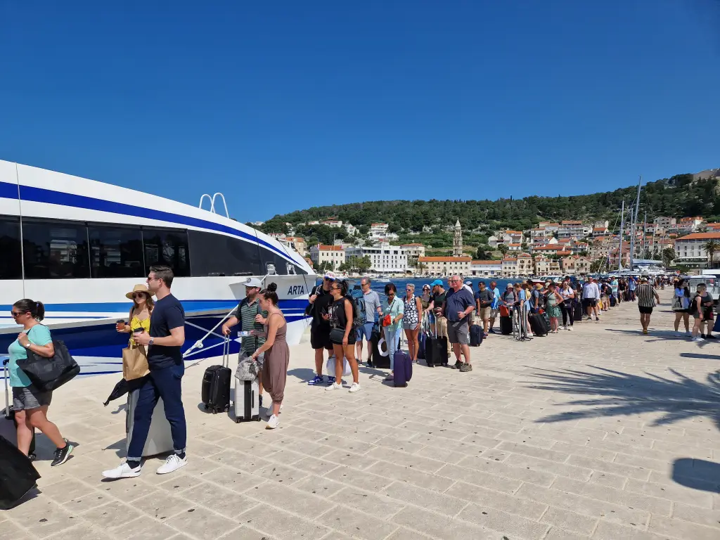 Que for the Hvar to Split ferry